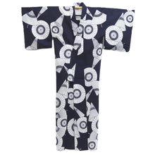 Load image into Gallery viewer, Yukata Vintage(1950-1980) Navy White Bangasa Umbrella Cotton #10489B1
