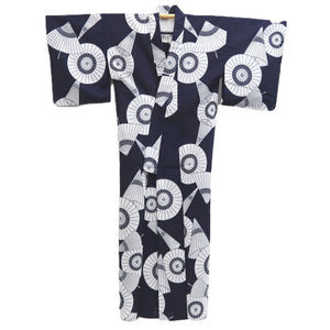 Yukata Vintage(1950-1980) Navy White Bangasa Umbrella Cotton #10489B1