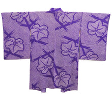 Load image into Gallery viewer, Haori Jacket Vintage(1920-1950) Blueish Purple Shibori Leaves Silk #11057A3
