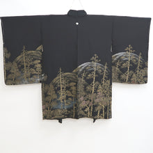 Load image into Gallery viewer, Haori Jacket Vintage(1950-1980) Black Gold Landscape Tree Mountain Silk #9759A3
