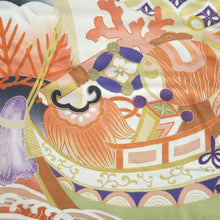 Load image into Gallery viewer, Furisode Vintage(1920-1950) Black Crane Birds Silk #11108Z1
