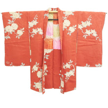 Load image into Gallery viewer, Haori Jacket Vintage(1920-1950) Vermillion Floral pattern Silk #11047A3
