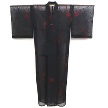 Load image into Gallery viewer, Kimono Vintage(1950-1980) Black Wine red See-Through Flower Silk #10279E4
