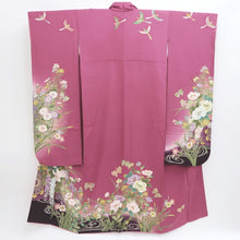 Load image into Gallery viewer, Furisode Magenta Peony Bird Silk #9681J3
