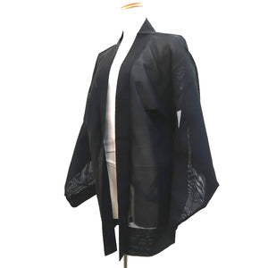 Haori Jacket Vintage(1950-1980) Black Blue See-Through Grass Silk #10042C5