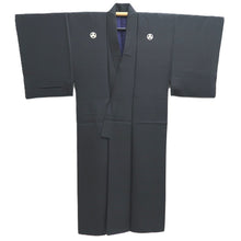 Load image into Gallery viewer, Men&#39;s Kimono Vintage(1950-1980) Black Montsuki Silk #10470A5
