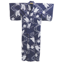 Load image into Gallery viewer, Yukata Navy Butterfly Cotton #11102B1
