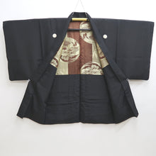 Load image into Gallery viewer, Men&#39;s Haori Vintage(1950-1980) Black Montsuki Habutae Dragon Tiger Silk #9822B1
