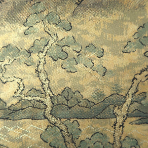 Fukuro Obi Gold Hokusai Mt. Fuji Wave Silk BB338V9