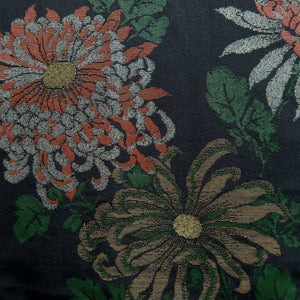 Haori Jacket Vintage(1950-1980) Black Chrysanthemum Silk #10116D2