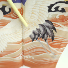 Load image into Gallery viewer, Furisode Vintage(1920-1950) Black Crane Birds Silk #11108Z1
