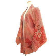 Load image into Gallery viewer, Haori Jacket Vintage(1950-1980) Red Full Shibori Peony Silk #10928F1

