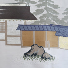 Load image into Gallery viewer, Men's Haori Vintage(1950-1980) Black Landscape Habutae Silk #10643C4
