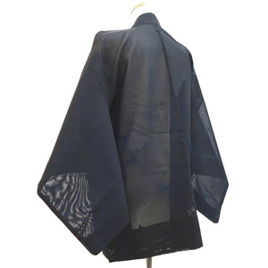 Haori Jacket Vintage(1950-1980) Black Blue See-Through Grass Silk #10042C5