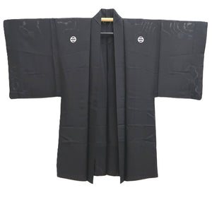 Men's Haori Vintage(1950-1980) Black See-Through Montsuki Silk #10433A3