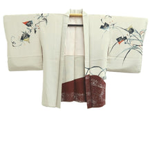 Load image into Gallery viewer, Haori Jacket Vintage(1950-1980) Grayish White Botanical Silk #10847E3
