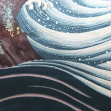 Load image into Gallery viewer, Men's Haori Vintage(1950-1980) Blueish Black Eagle Curling Wave Silk #10652C4
