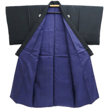 Load image into Gallery viewer, Men&#39;s Kimono Vintage(1950-1980) Black Montsuki Silk #10470A5
