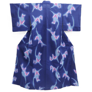 Yukata Vintage(1950-1980) Blue Butterfly Cotton #10480A5