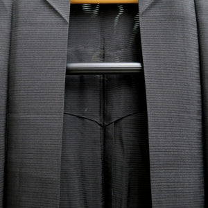 Men's Haori Vintage(1950-1980) Black See-Through Montsuki Silk #10433A3