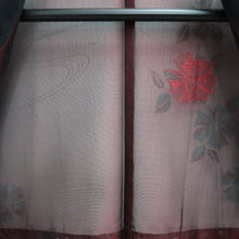 Load image into Gallery viewer, Kimono Vintage(1950-1980) Black Wine red See-Through Flower Silk #10279E4
