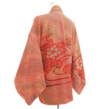 Load image into Gallery viewer, Haori Jacket Vintage(1950-1980) Red Full Shibori Peony Silk #10928F1
