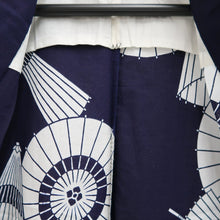 Load image into Gallery viewer, Yukata Vintage(1950-1980) Navy White Bangasa Umbrella Cotton #10489B1
