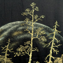 Load image into Gallery viewer, Haori Jacket Vintage(1950-1980) Black Gold Landscape Tree Mountain Silk #9759A3

