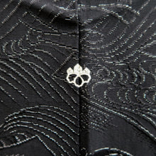 Load image into Gallery viewer, Haori Jacket Vintage(1950-1980) Black Silver Wave Floral pattern Silk #10988F4
