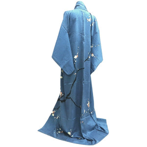 Kimono Vintage(1950-1980) Light Blue Plum blossom Branch Silk #10260E3