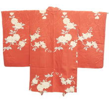 Load image into Gallery viewer, Haori Jacket Vintage(1920-1950) Vermillion Floral pattern Silk #11047A3
