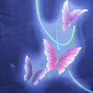 Yukata Vintage(1950-1980) Blue Butterfly Cotton #10480A5