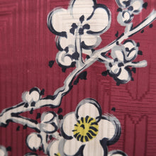 Load image into Gallery viewer, Haori Jacket Vintage(1950-1980) Wine red Plum blossom Silk #10677D1
