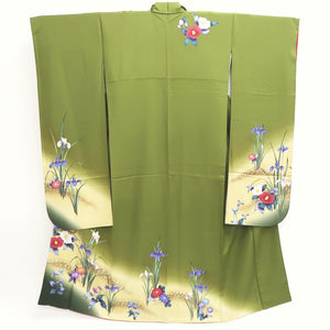 Furisode Green Iris Bellflower Tall Silk #9691J4