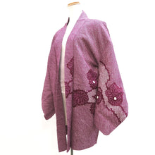 Load image into Gallery viewer, Haori Jacket Vintage(1950-1980) Purple Shibori Peony Silk #10027C4
