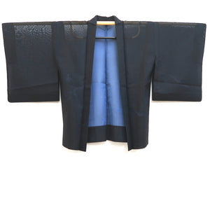 Haori Jacket Vintage(1950-1980) Black Blue See-Through Grass Silk #10042C5