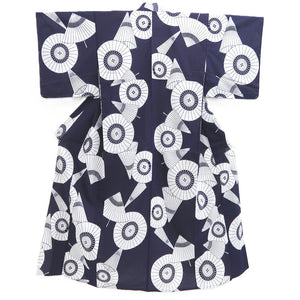 Yukata Vintage(1950-1980) Navy White Bangasa Umbrella Cotton #10489B1