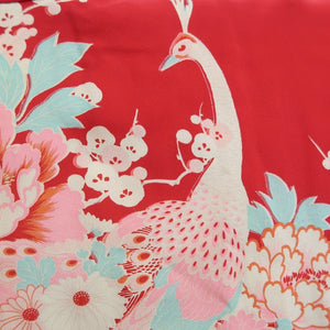 Juban Vintage(1920-1950) Red Peacock Silk #10382F4