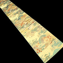 Load image into Gallery viewer, Fukuro Obi Gold White Bird Pagoda Zen Temple Silk BB278V6
