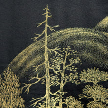 Load image into Gallery viewer, Haori Jacket Vintage(1950-1980) Black Gold Landscape Tree Mountain Silk #9759A3
