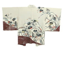 Load image into Gallery viewer, Haori Jacket Vintage(1950-1980) Grayish White Botanical Silk #10847E3
