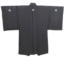 Load image into Gallery viewer, Men&#39;s Haori Vintage(1950-1980) Black See-Through Montsuki Silk #10433A3
