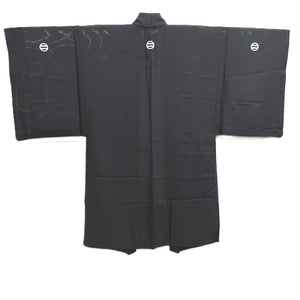 Men's Haori Vintage(1950-1980) Black See-Through Montsuki Silk #10433A3