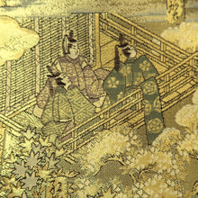 Load image into Gallery viewer, Fukuro Obi Gold Samurai Heian Period Aristocrats Silk BB346W1
