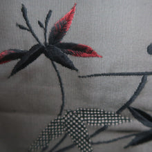 Load image into Gallery viewer, Haori Jacket Black Wine red Sheer Botanical Embroidery Silk #10919E5
