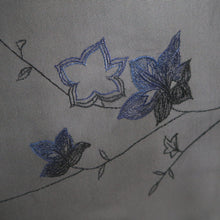 Load image into Gallery viewer, Haori Jacket Vintage(1950-1980) Black Blue Sheer Embroidery Botanical Silk #10979F3
