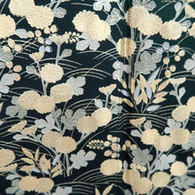 Load image into Gallery viewer, Furisode Green Black Gold Folding Fan Willow Tall Silk #10557B4
