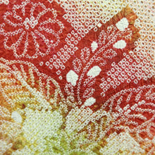 Load image into Gallery viewer, Haori Jacket Red Yellow Full Shibori Flower Silk #10839E2
