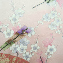 Load image into Gallery viewer, Furisode Pink Folding Fan Plum blossom Bird Silk #11085A5
