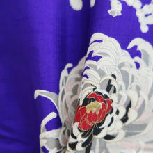 Load image into Gallery viewer, Haori Jacket Vintage(1920-1950) Blueish Purple Chrysanthemum Silk #9962C1
